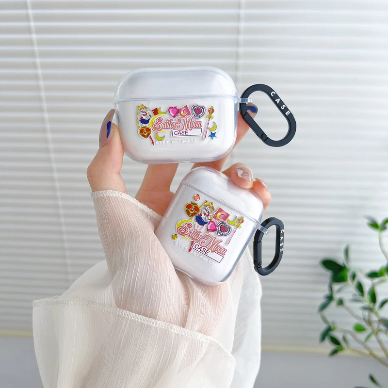 

Cute Cartoon Japan Sweet Girl Soft Transparent TPU Case For Apple Airpods Pro 3 2 1 Wireless Bluetooth Earphone With Keychain