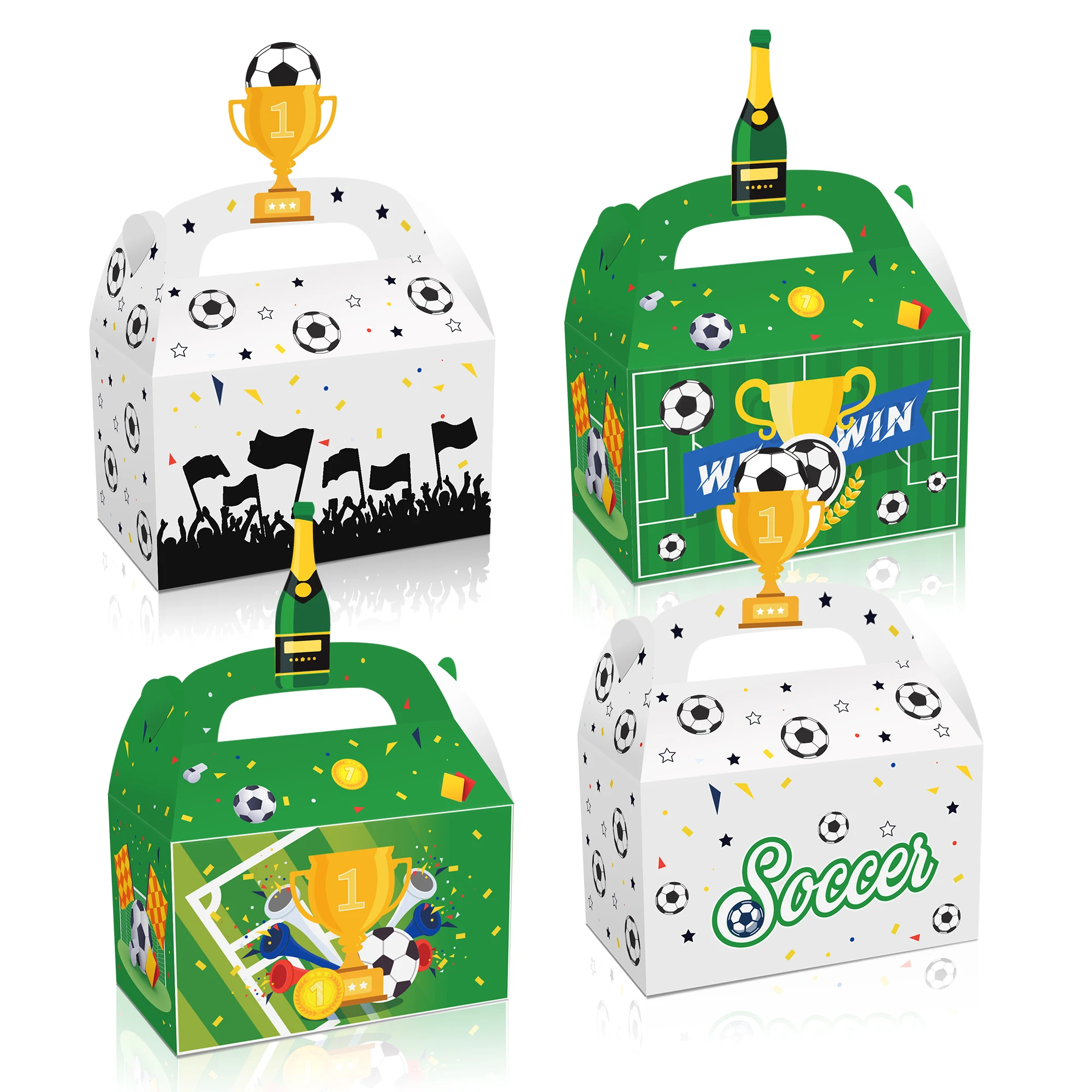 

DD200 4Pcs Sports Soccer Game Football Birthday Party Paper Portable Gift Boxes Baby Shower Party Cake Baking Souvenir Supplies