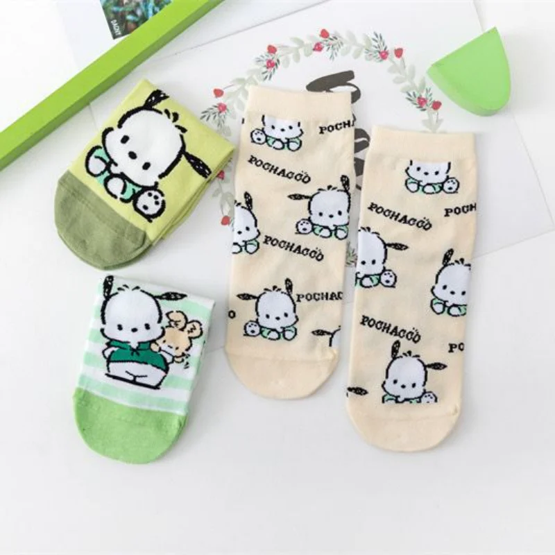 

Милые носки Sanrio Pachacco с героями мультфильмов в Корейском стиле аниме, студенческие чулки, весенние тонкие носки, милые теплые домашние носки для студенток и девушек