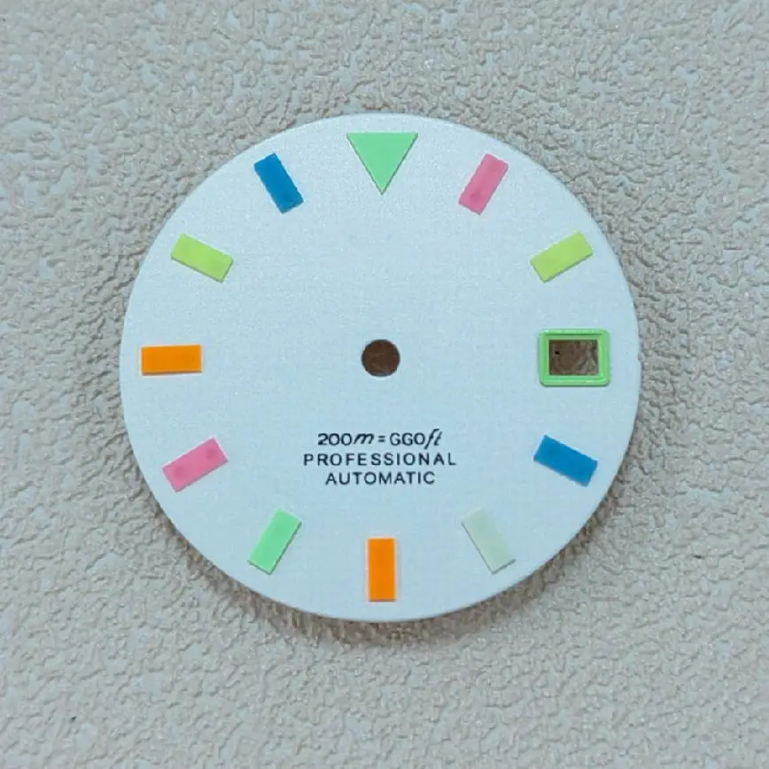 

Watch Accessories 28.5 MM white black dial coloured studs coloured luminous dial fit NH35/36/4R/7S movement