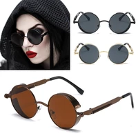vintage polarized steampunk sunglasses mens brand design round sun glasses uv400
