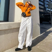 parachute pants y2k streetwear summer for women cargo trousers green drawstring wide and loose white pants clothes 90s vintage