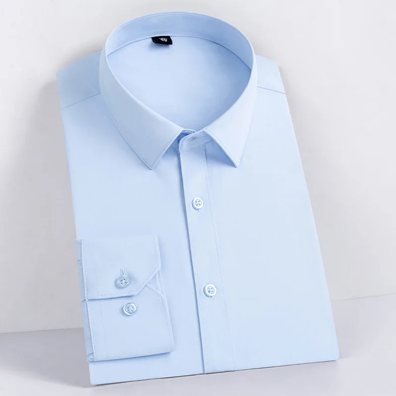 

Men's 2022 Spring Slim Bamboo Fiber Men's Shirts High-end Workwear Solid Color Long Sleeve Shirts Men's Clothes