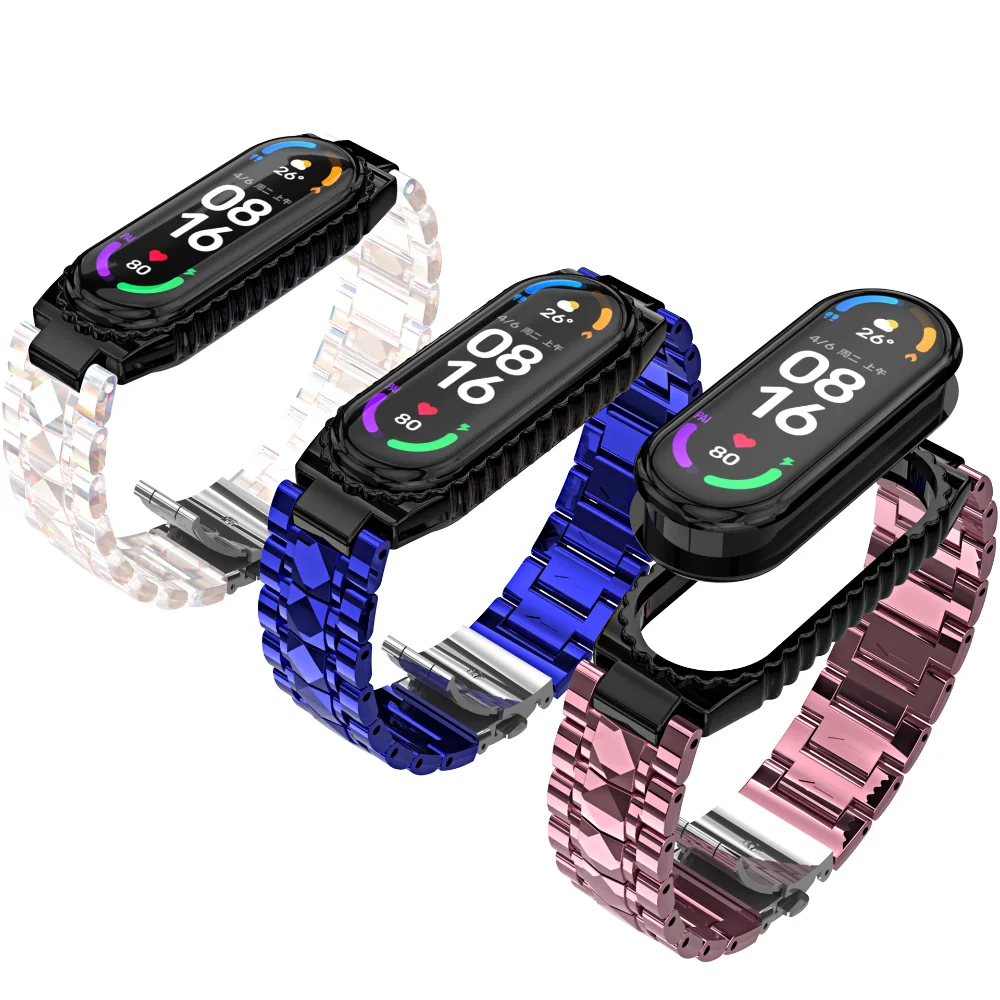 Metal Glacier Strap For Xiaomi Mi Band 7 6 5 4 3 Men/Women Replacement Wristband for Mi Band 7 6 5 Strap Mi Band 5 4 3 Bracelet