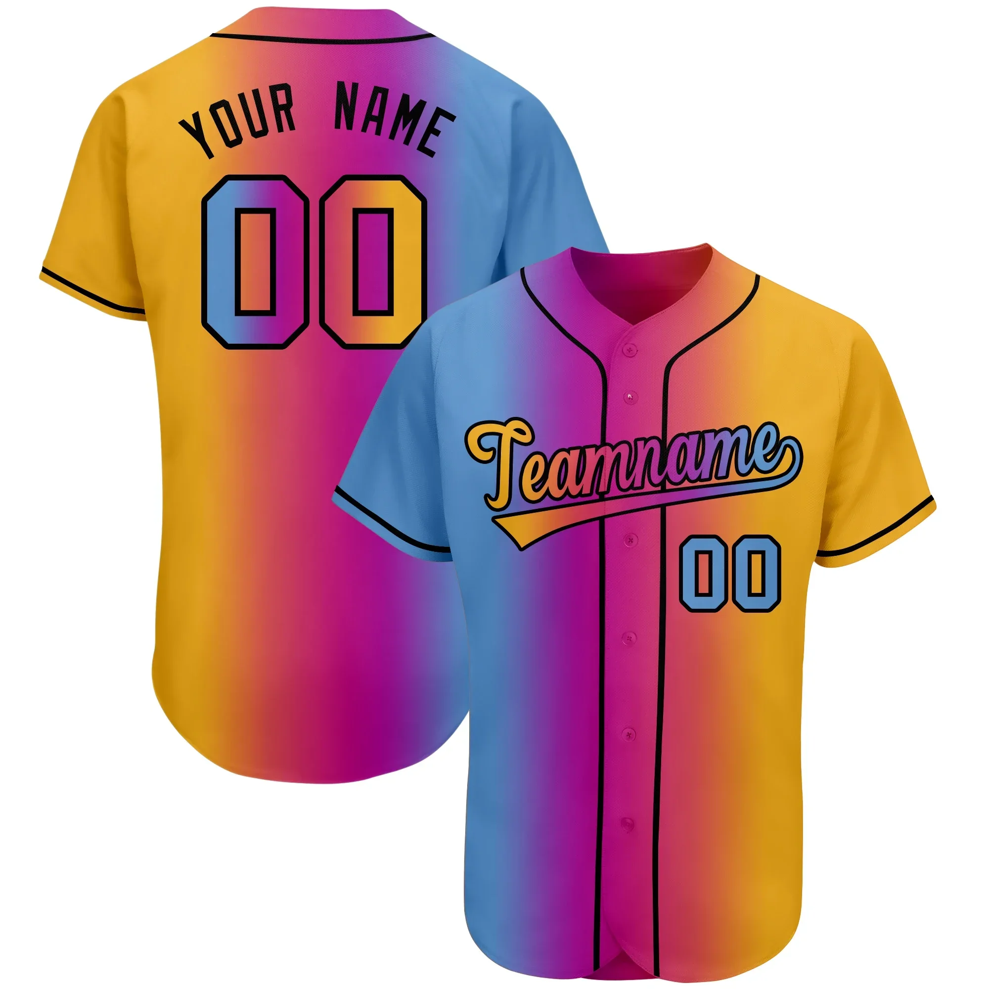 markii Wholesale Custom Baseball Jersey Printing Rainbow Gradient Shirt Fashion Hip-Hop Softball Game Training Men/Women