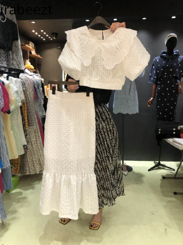 Женский комплект из двух предметов рубашка с лацканами и рукавами-фонариками