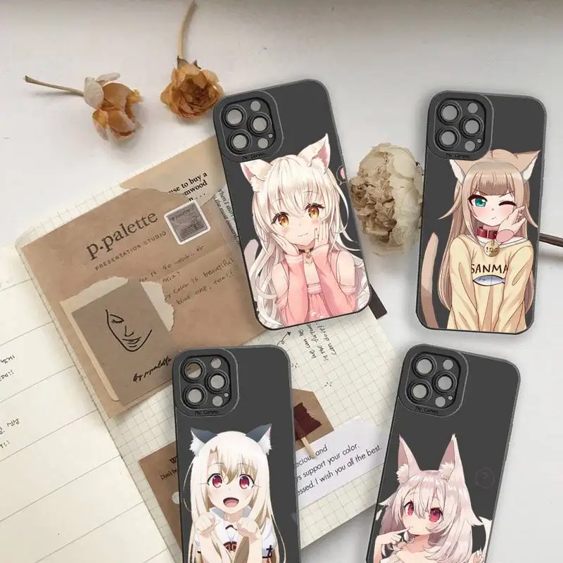 

Neko anime cat girl Phone Case For iPhone 13 12 11 Pro MAX Mini X XS XR 7 8 Plus Camera Lens Liquid Silicone