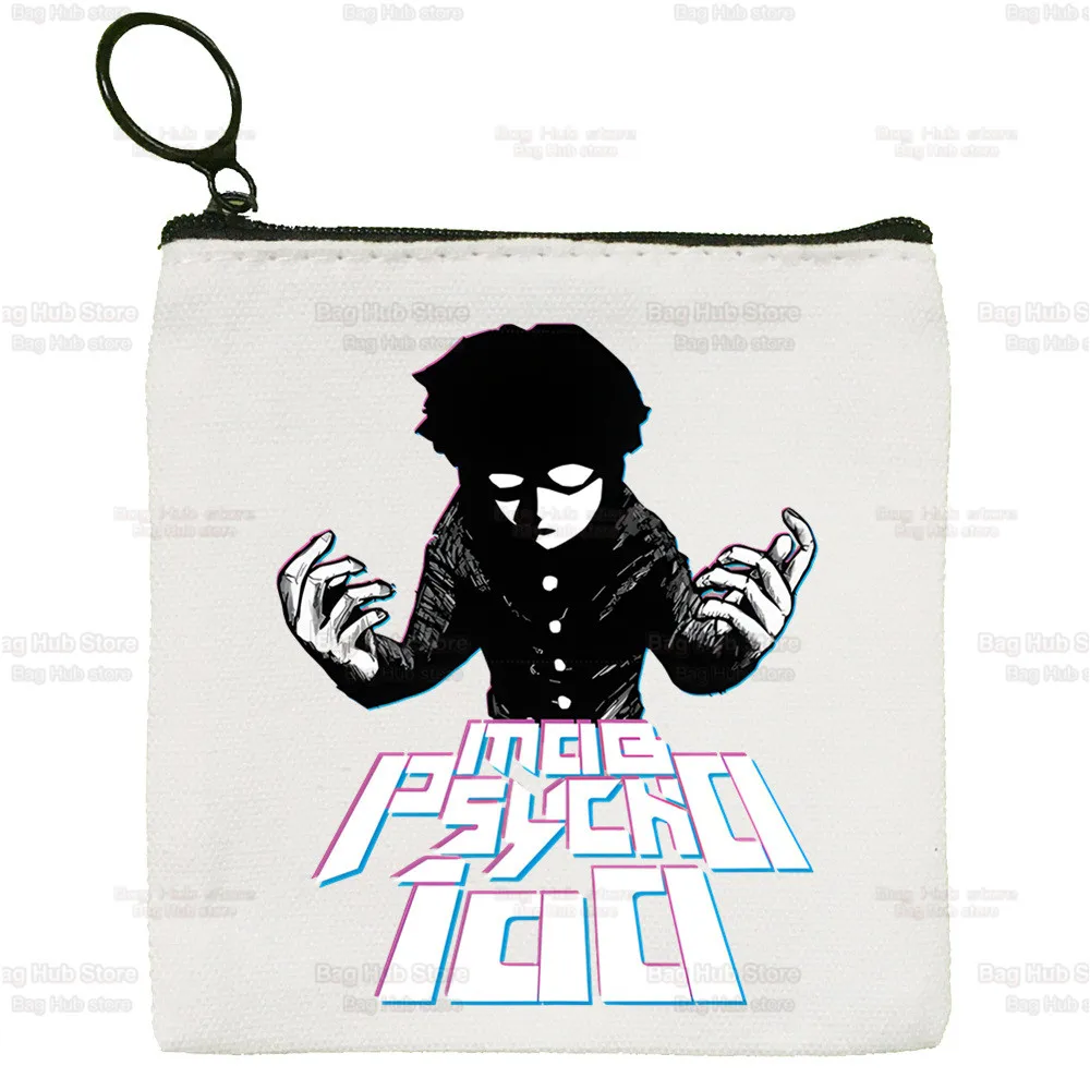 Mob Psycho 100 Canvas Coin Purse One Anime Manga Canvas Bag Small Square Bag Shigeo Kageyama Key Bag Card Bag Cartoon Coin Bag