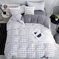 fashion 2021 classic black white grid bedding set double queen king bed linen bedsheet duvet cover pillowcase for kids adults