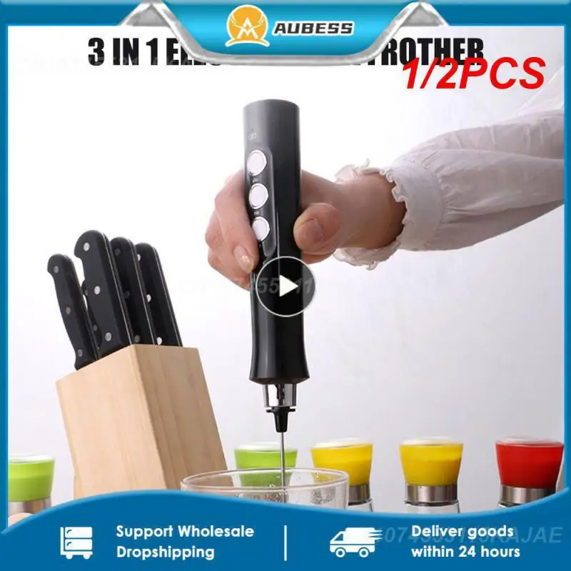 

1/2PCS In 1 Portable Rechargeable Electric Milk Frother Foam Maker Handheld Foamer High Speeds Drink Mixer Coffee Frothing Wand