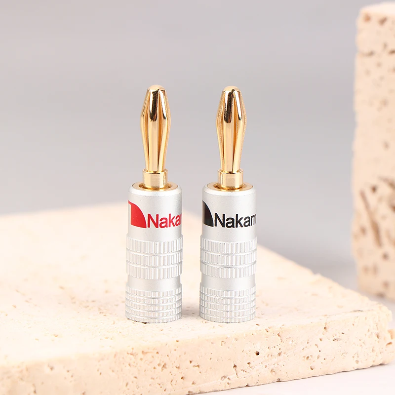 

2Pcs 4mm Audio Plug Jack Banana Plugs for Speaker Wire Gold Plated Banana Adapter Cable Connector Clips Binding Post Connector