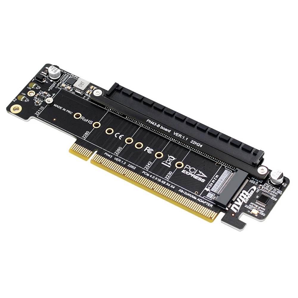 

PCIE4.0 Split Expansion Riser Card PCIE X16 TO M.2 NVME SSD Adapter Card PCIE X16 to X8+X4+X4 Quad VROC .2 NVMe Port