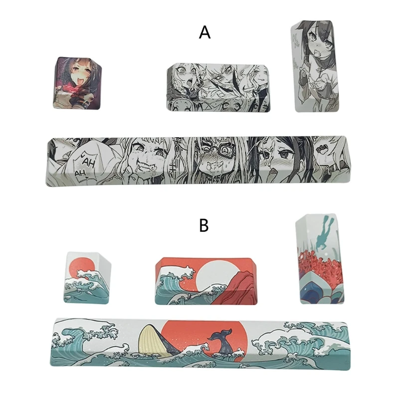 

4pcs PBT OEM Keycaps Sea Coral/ Cartoon Girl Mechanical Keyboard Keycap ESC Enter 6.25u SpacebarProfile DIY Keyboard Set