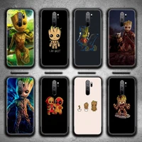 marvel baby groot phone case for redmi 9a 9 8a note 11 10 9 8 8t pro max k20 k30 k40 pro