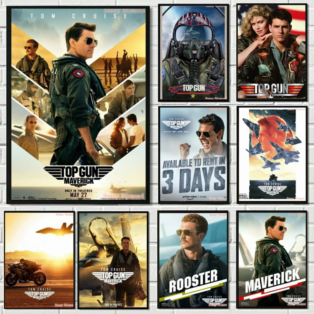 

Top Gun Maverick Movie 5D Diamond Painting 1986 Retro American Action Films Neon Art Drill Home Decor Cross Stitch Kit Cuadros