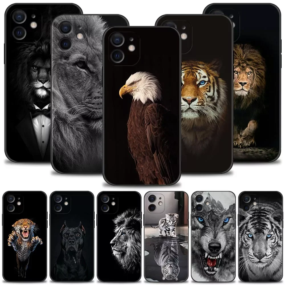 

For Apple iPhone 13 12 11 Pro Max Mini XS Max XR X 7 8 Plus 6 6S SE 2020 Cover Shell Wolf Dog Cat Bird Lion Tiger Animal