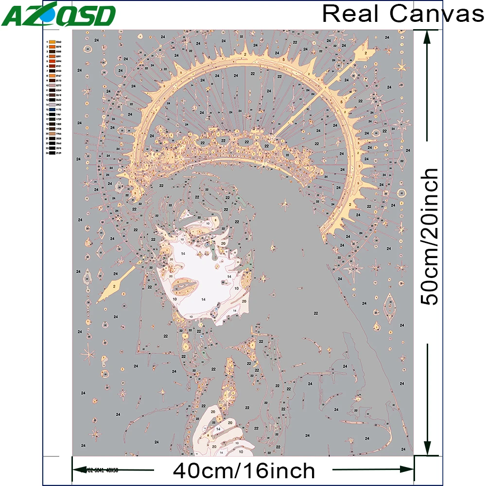 Картина AZQSD по номерам девушка икона принцесса Безрамная акриловая краска маслом