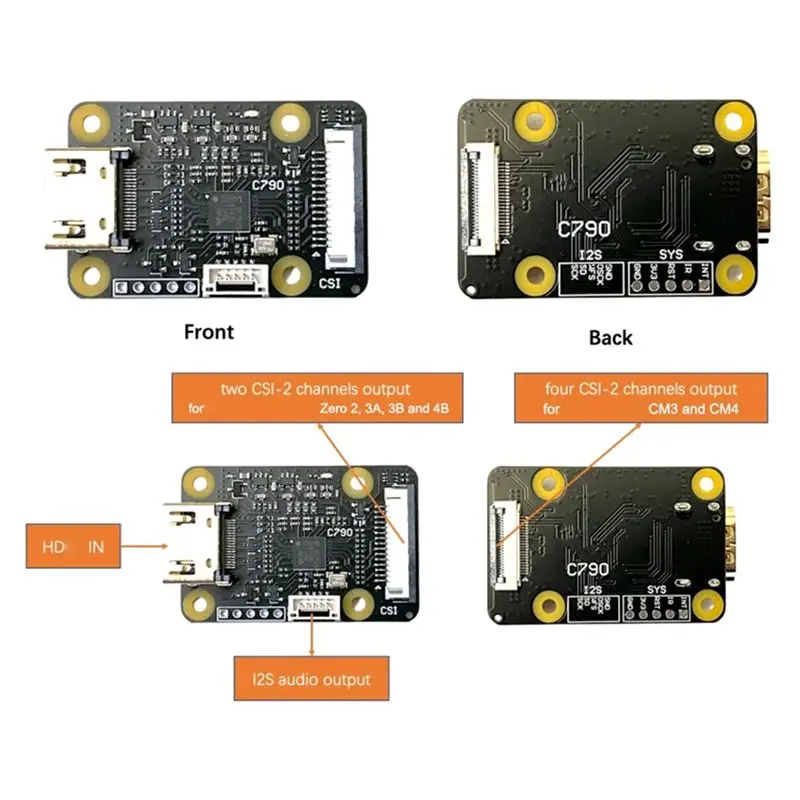 Фото Y23A-1 SET - Совместимая с модулем CSI-2 C790 плата расширения модулей Pikvm для Raspberry Pi B №3