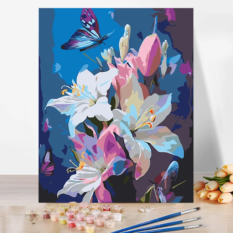 

DIY Painting By Numbers Kits Flowers Canvas Picture Coloring Drawing Acrylic Oil Painting HandPainted Home Room Decor Gift