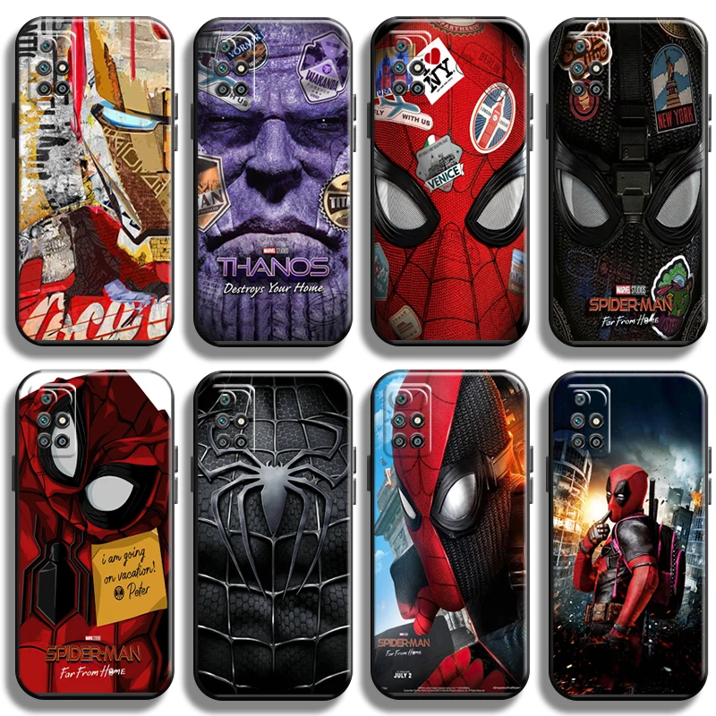 

Marvel Spiderman Iron Man For Xiaomi Redmi 10 Phone Case Cover Shockproof Carcasa Liquid Silicon Funda Soft Black Cases