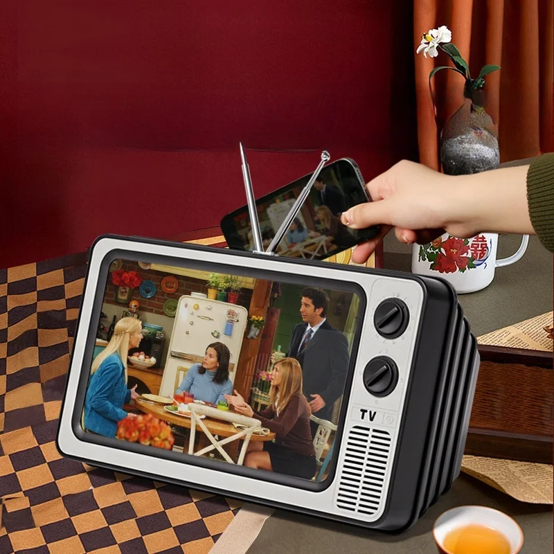 Фото 12-дюймовый держатель лупы для экрана телефона, защита глаз, ретро ТВ-приставка, HD-видеоусилитель, ТВ-моделирование, стойка для телефона, аксессуар для офисного стола №1