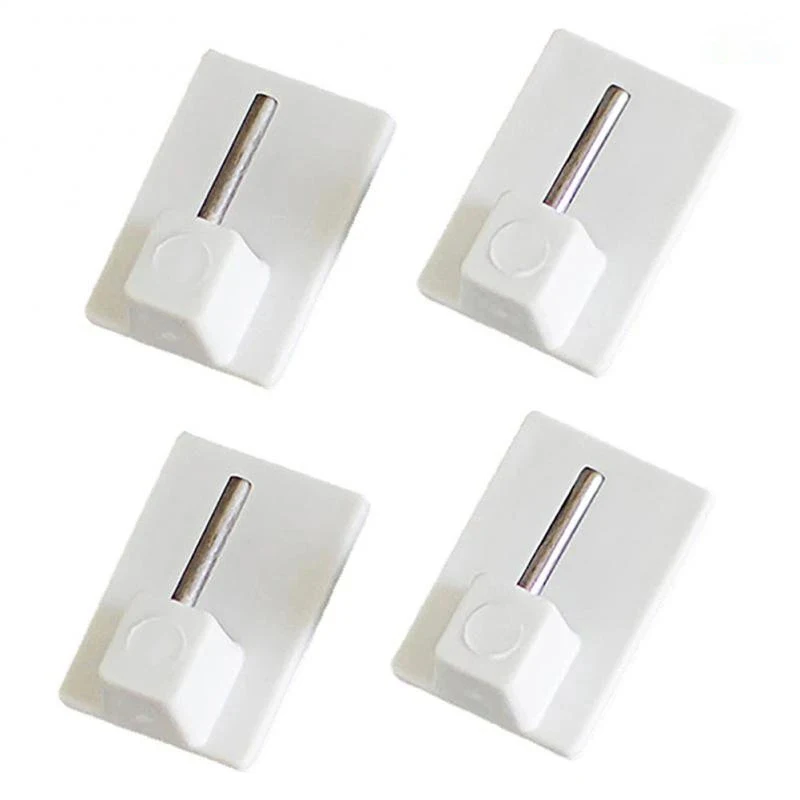 

4Pcs Wall Mounted Curtain Rod Buckle Accessories Self-adhesive White Curtains Rod Hook Bracket Universal Wall Hook Storage Hooks