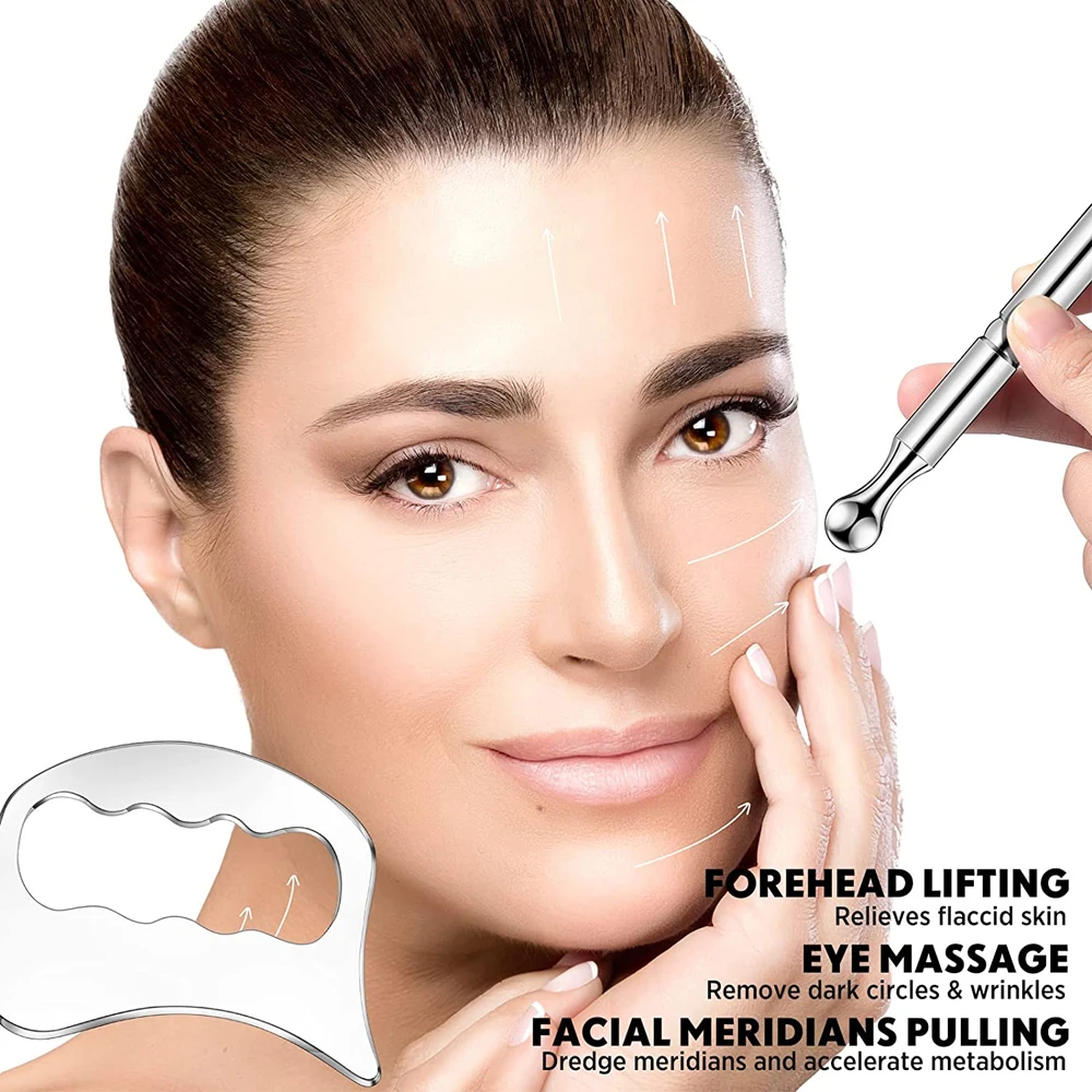 Инструмент для массажа глубоких тканей Гуа Ша из нержавеющей стали ручная ручка