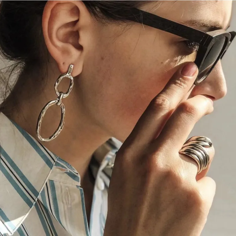

2021 New Style Stainless steel alloy Silver Color Charm Fashion Athens Earrings for Attractive Women Free Wholesale Shipping