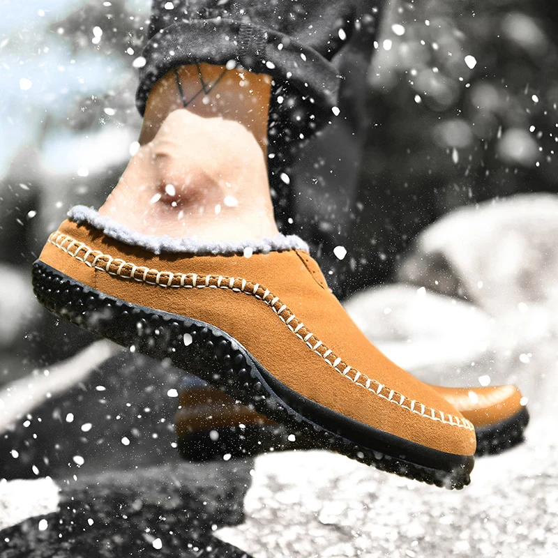 

New Cotton Slippers Men Winter Outdoor Men Shoes WaterProof Cold-Proof Casual Shoes Men Plush Warm Man Footwear Big Size 38-48