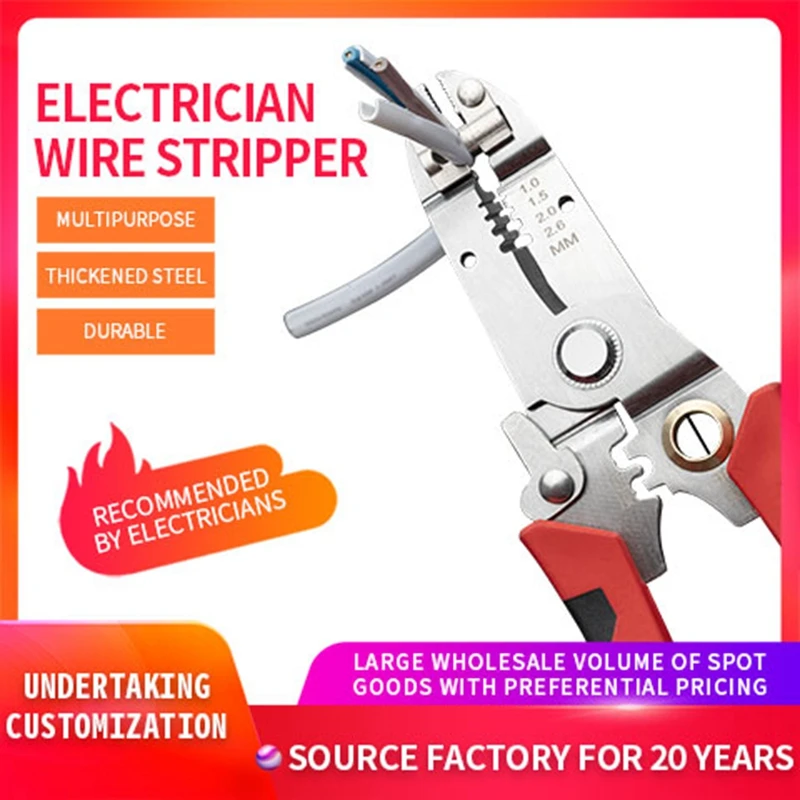 

Wire stripper Multifunctional stainless steel wire stripper Special tool for electrician Wire and cable crimper