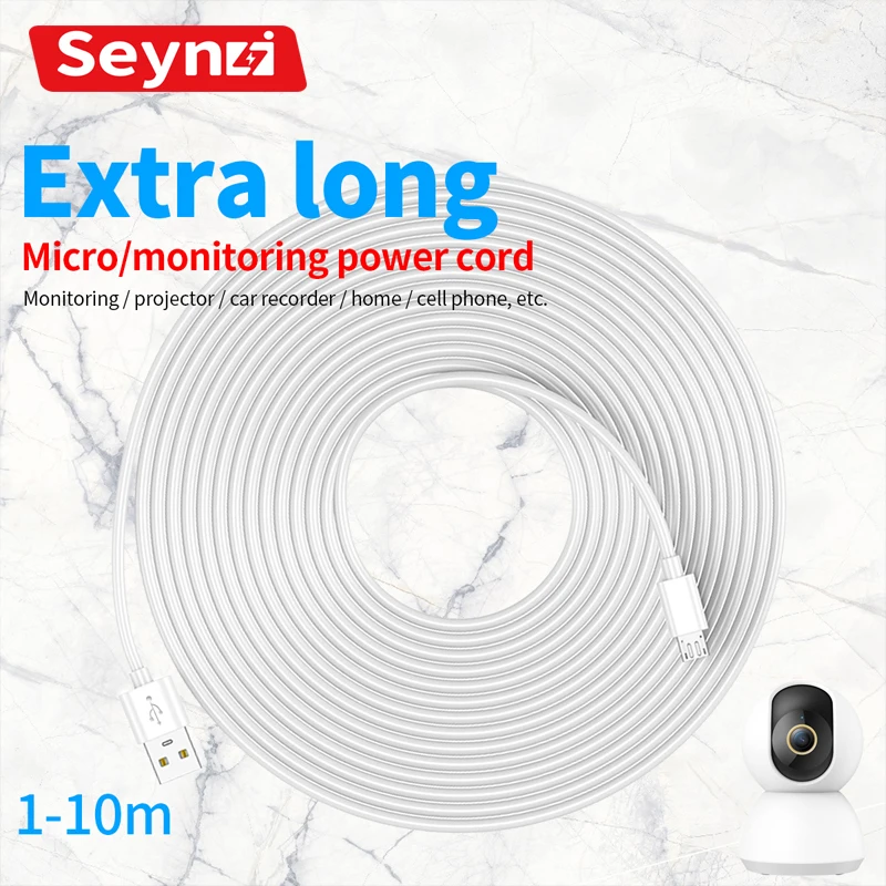 SeynLi-Cable Micro USB de 5M y 10M, Cable de monitoreo de cámara...