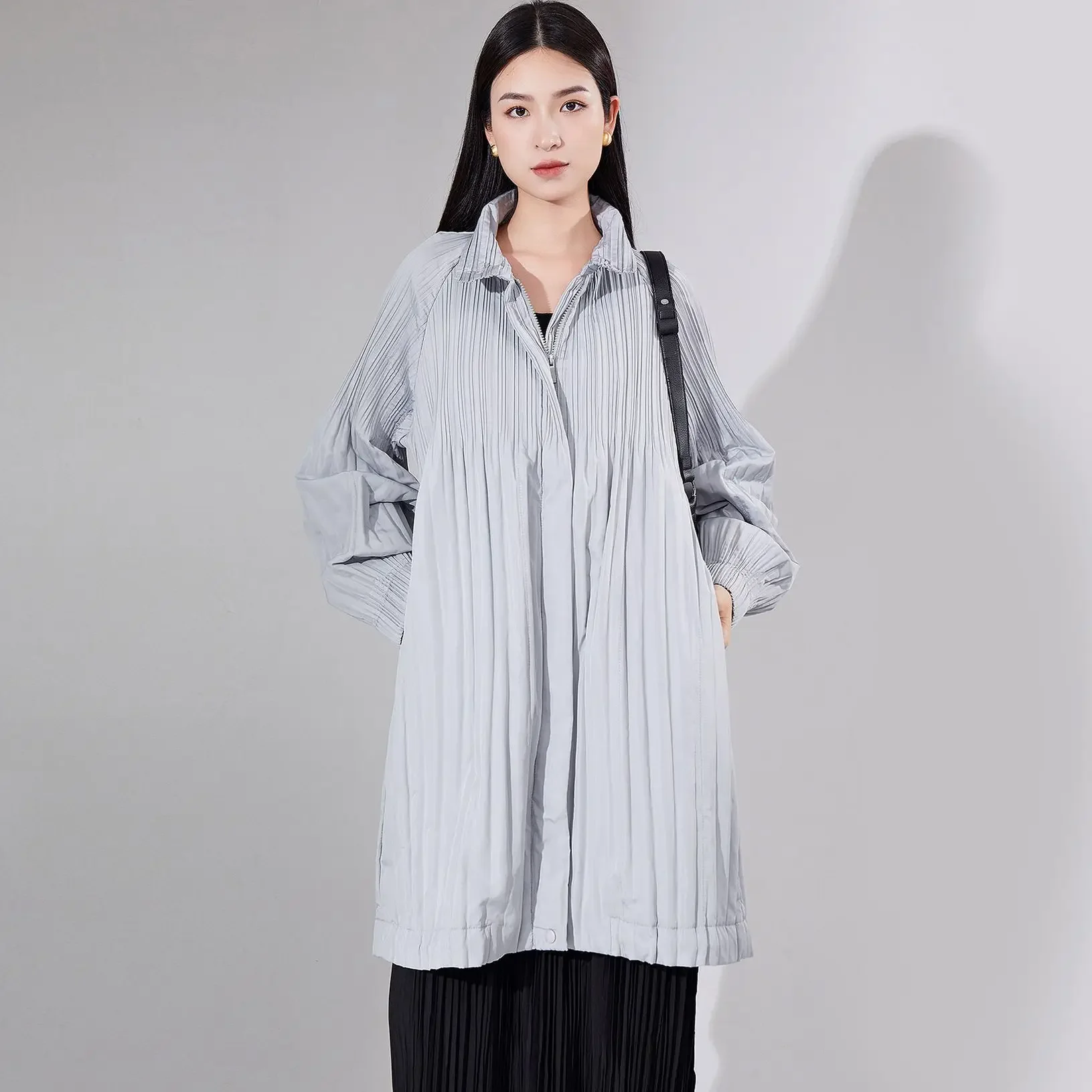 Плиссированная хлопковая зимняя женская Толстая теплая куртка средней длины на