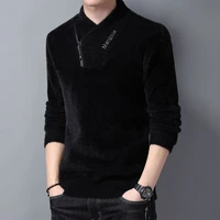 high end imitation mink velvet dad sweater mens v neck thickened middle aged and elderly father warm heart collar top