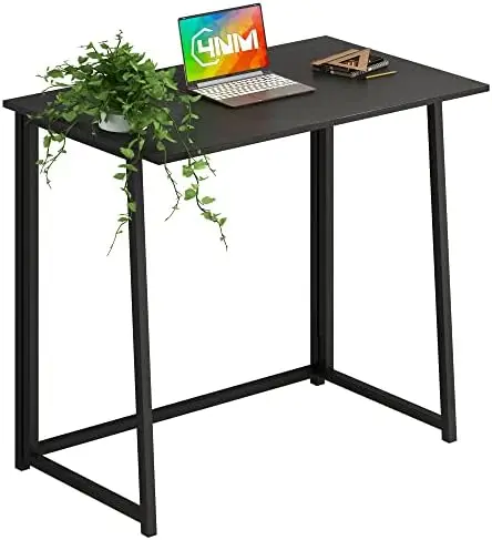Small Folding Desk, Simple Assembly Computer Desk Home Office Desk Study Writing Table for Small Space Offices - Gray and Black