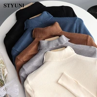 turtleneck 9 colors basic slim soft knitted sweaters pullovers autumn women casual long sleeve bottoming ladies sweater jumpers