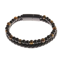 simple leather tiger eye stone bracelet fasion jewellery handwoven bracelets magnetic buckle exquisite mens gifts