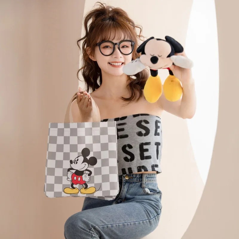 High quality genuine Disney Mickey handbag, casual fashion checkerboard pattern multi-functional Disney shoulder bag