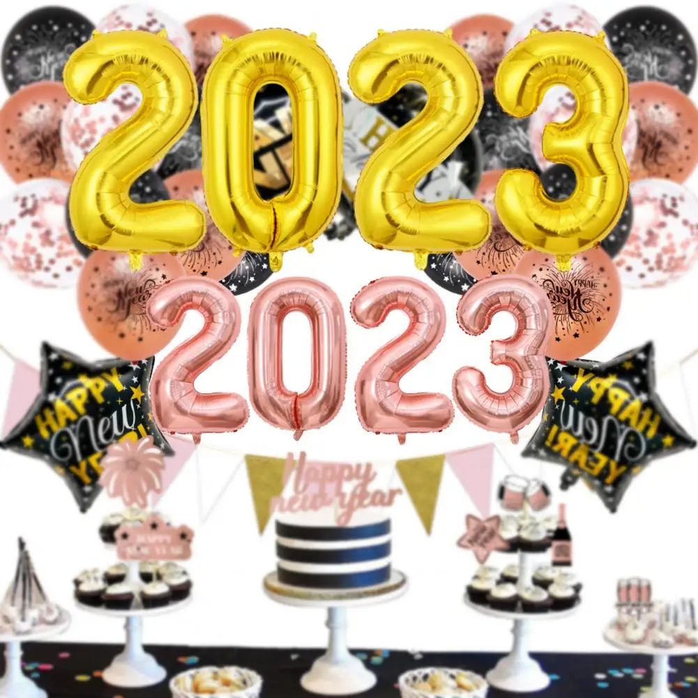 

1 Set Fashion Reusable Ornamental Multi-functional 2023 Number Balloon for New Year Party Balloon 2023 Number Balloons