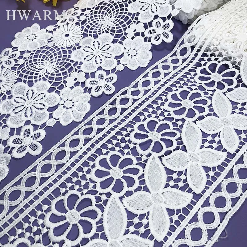 

5 ярдов, белая кружевная вышивка штрих-кодов, вышивка «сделай сам», Высококачественная широкая Водорастворимая Ткань для платья, одежды, акс...