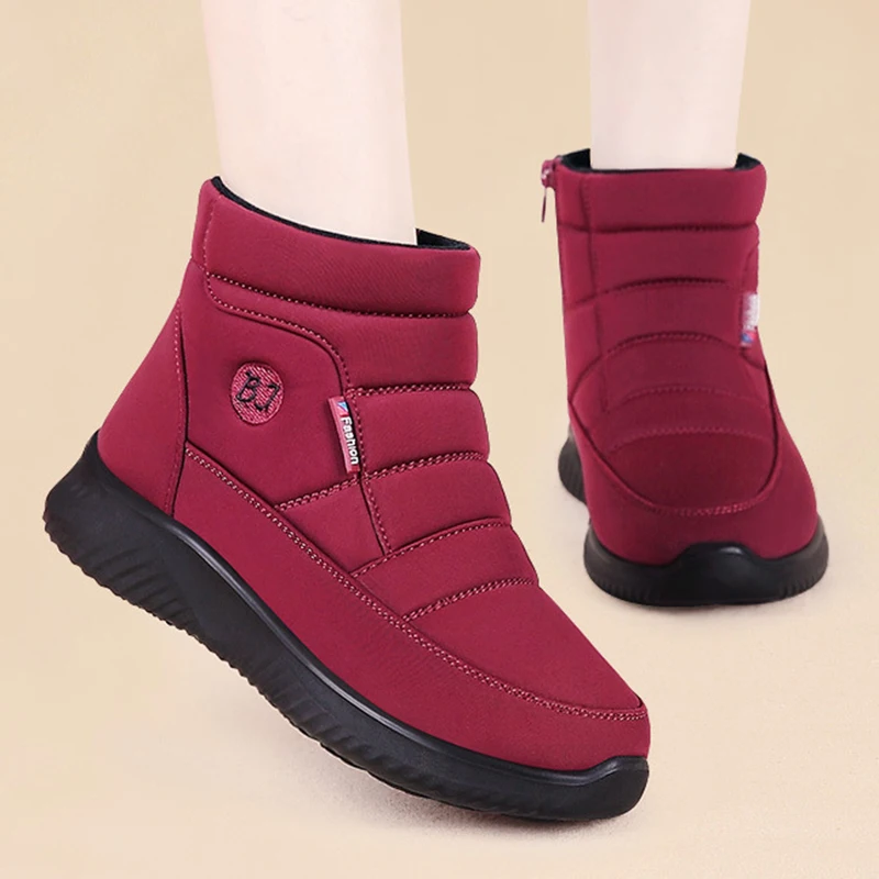 Ботинки женские зимние однотонные туфли женская обувь на молнии мягкие высокие