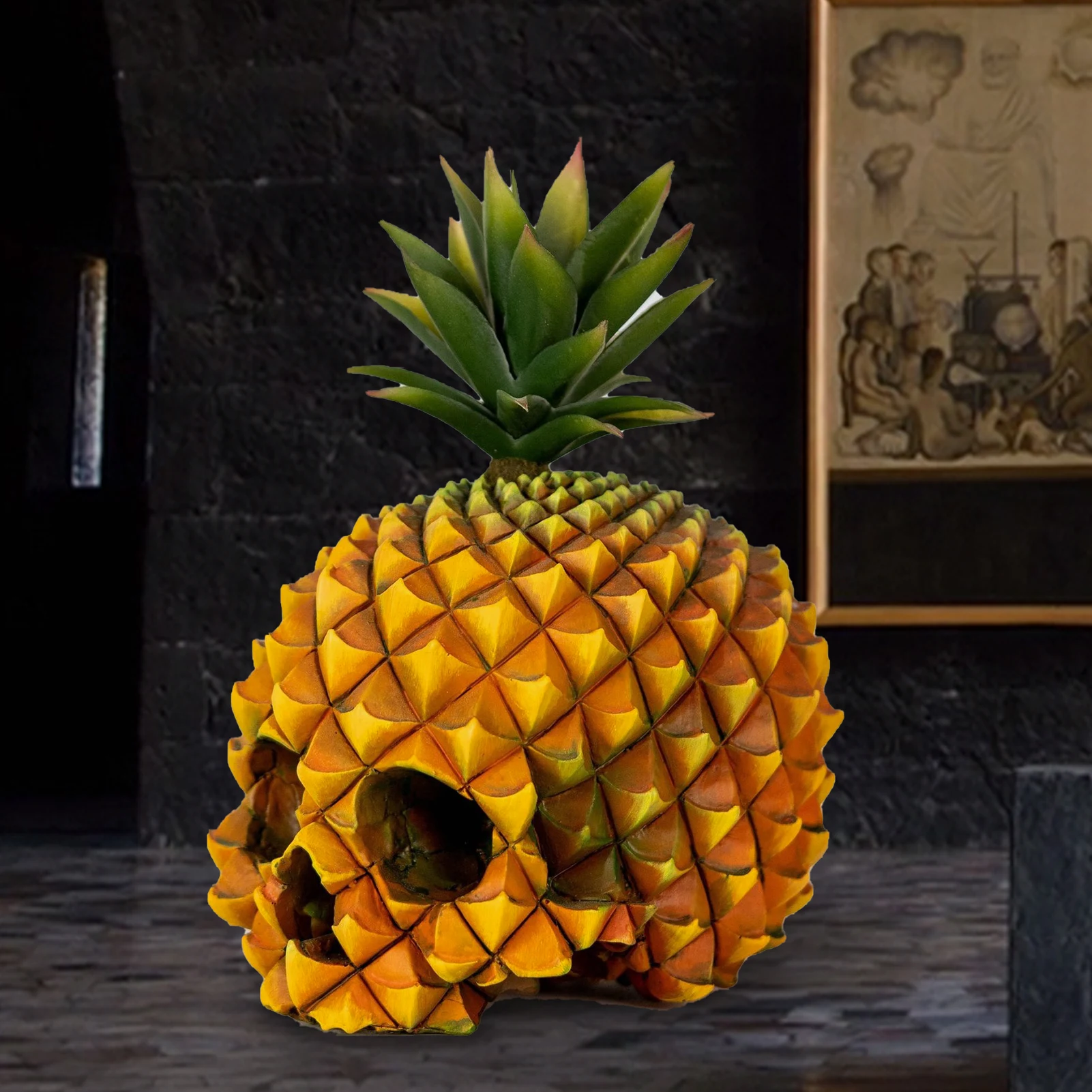 

Pineapple Skull Ornament Crafts Abstract Resin Fruit Skeleton Sculpture Figurine Photo Props Bedroom Tabletop Decoration