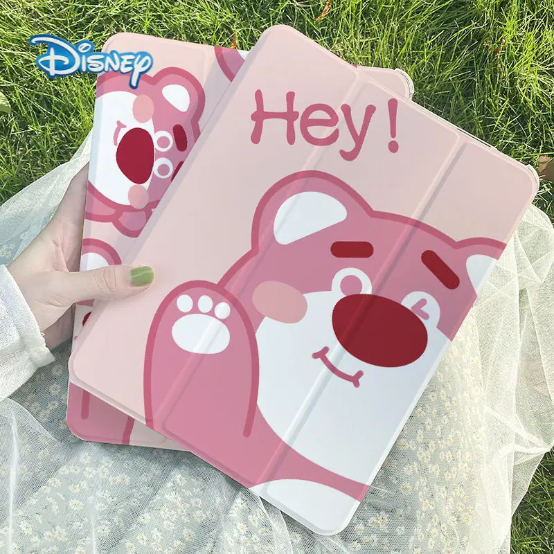 

Disney Lotso Cartoon Tablet Flip Case For iPad 2018/2019/2020/2021 Air 2 3 4 Pro Mini 4 5 6 Kawaii Protective Covers Shell