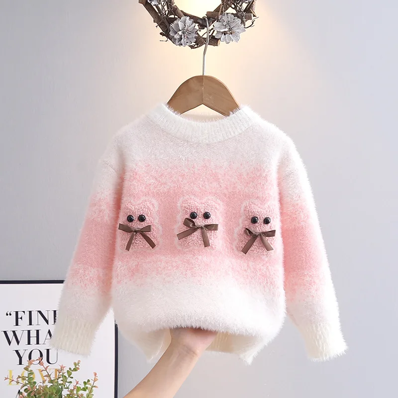 Шерстяные свитера из джерси для девочек весна-осень 2024 детская трикотажная