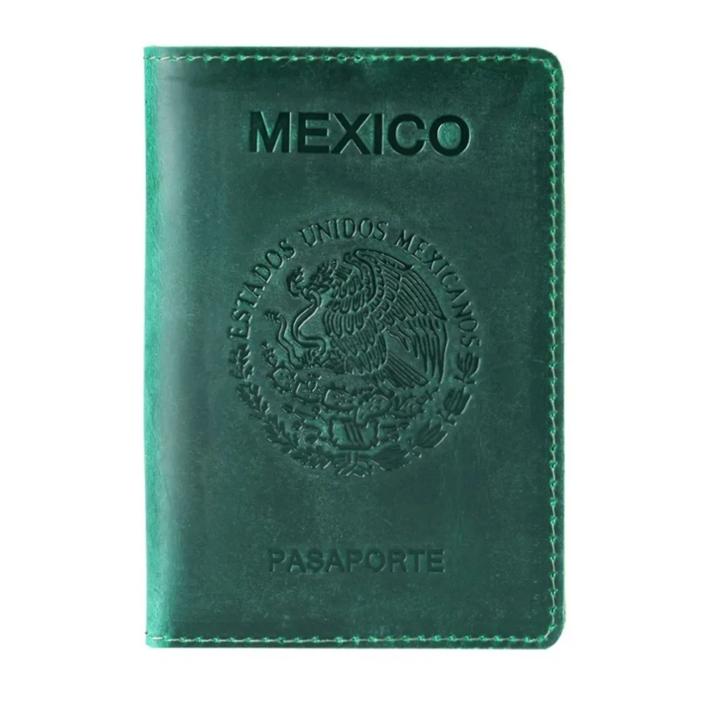 Genuine Leather Passport Cover For Mexican Credit Card Holder Vintage Men Women Case Travel Wallet