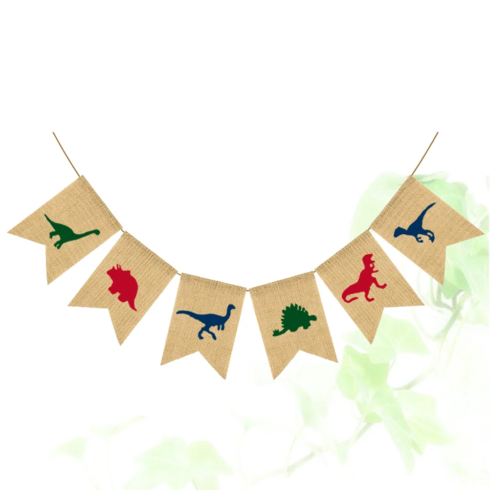 

Kids Room Decor Dinosaur Banner Animal Party Children's Linen Flag Bunting Garland