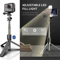 mini smartphone selfie stick tripod with fill light and shutter bt remote control phone holder bracket for huawei iphone xiaomi