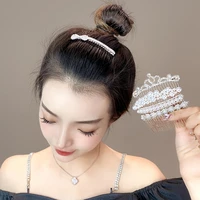 gold silver color rhinestone pearl hair clips bow tie crown hair comb for girls crystal hair ornaments jewelry hair accessories