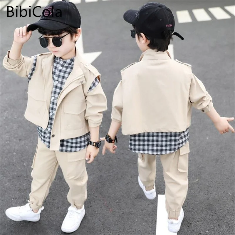 2022 г. Осенне-зимние детские комплекты одежды для мальчиков жилет маленького