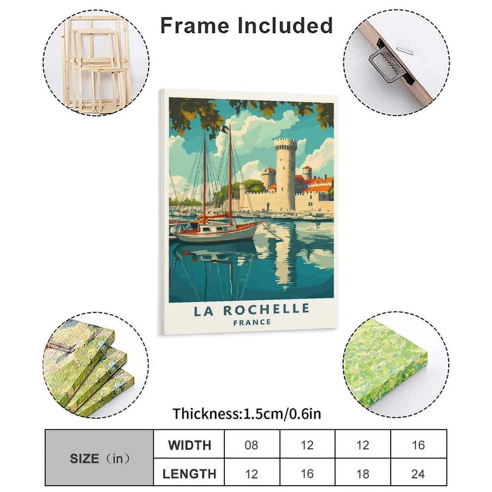 Фото La Rochelle Fort Boyard La Rochelle Франция Винтаж Путешествия Туризм Гостиная Настенная роспись Персонализированные настенные картины в рамке №2