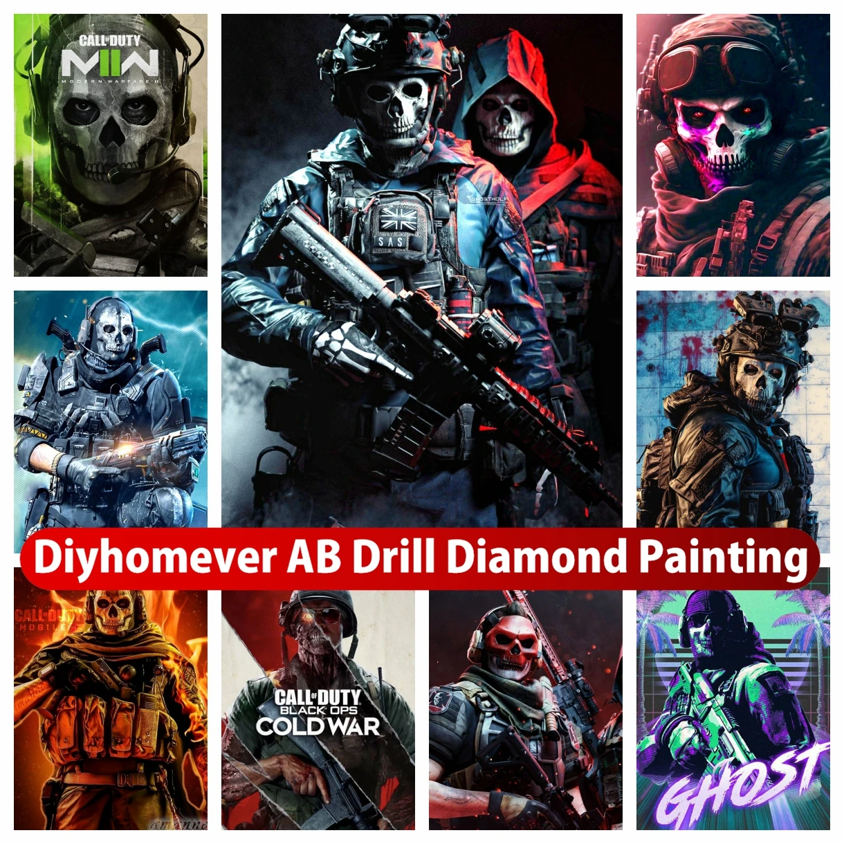 

Call of Duty Ghost 5D DIY AB Diamond Painting Embroidery Game Art Cross Stitch Kits Mosaic Pictures Handmade Home Decor Gift